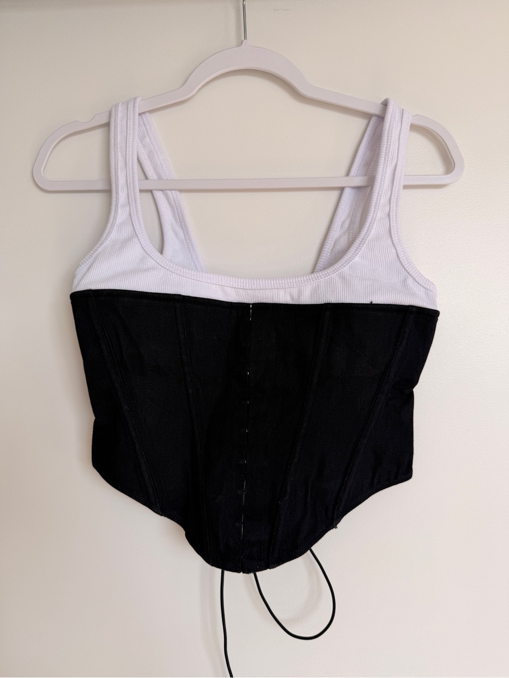 White Fox Two-Tone Black and White Tank Corset Top